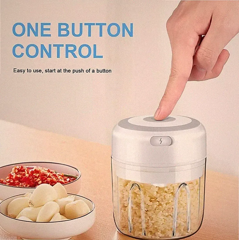 USB Rechargeable Electric Garlic Chopper 250ml Mini Food Vegetable Cutter