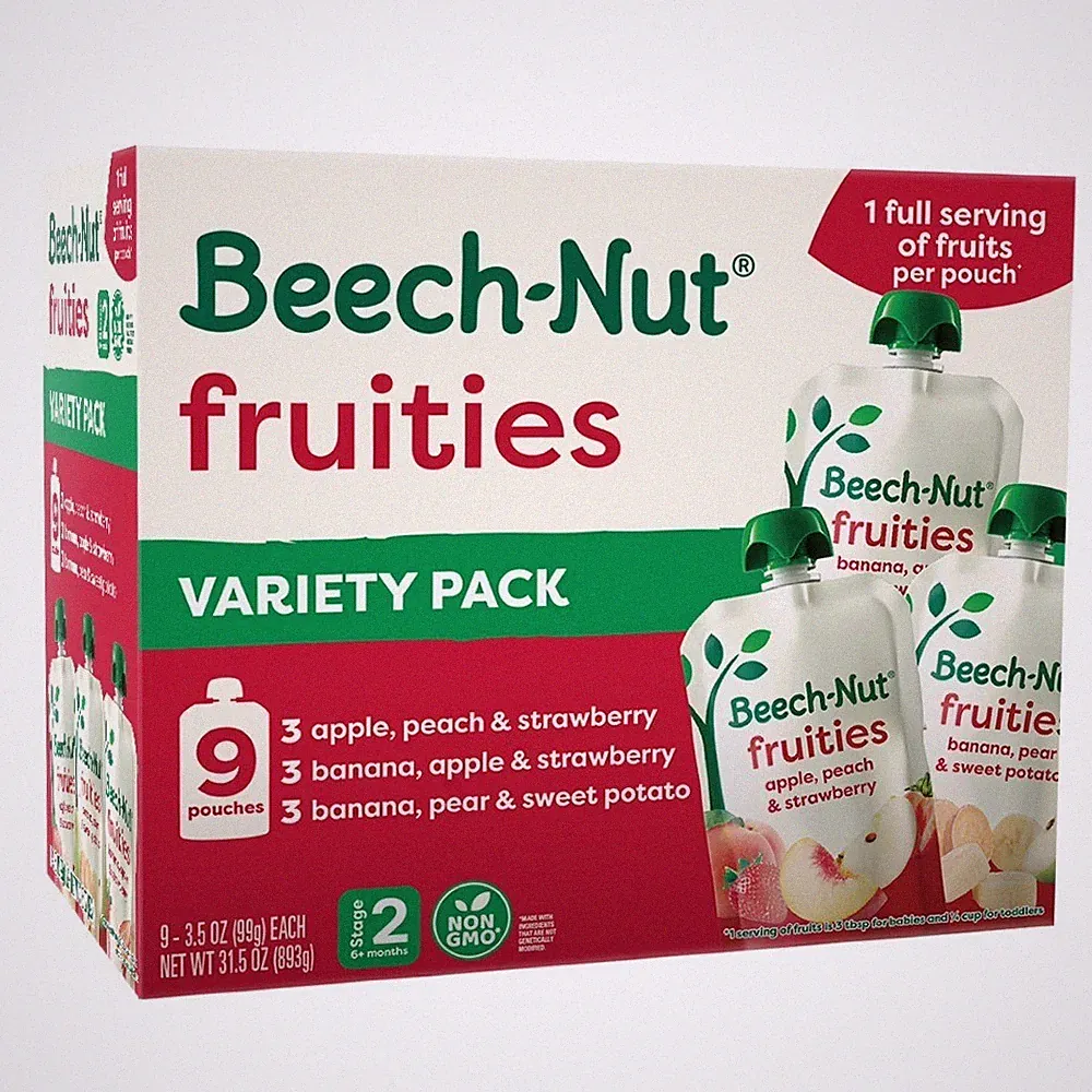 Variety Pack of 9 Fruit Baby Food Pouches 3.5 oz Stage 2
