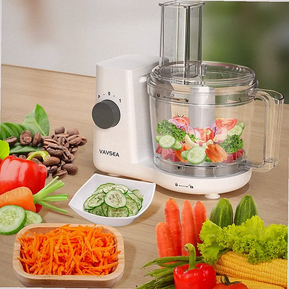 VAVSEA Food Processor with Slicer Shredder S Blade Quiet Motor BPA Free White