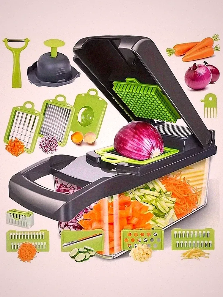 Vegetable Chopper And Spiralizer - Food Chopper With Container, Fruit Slicer
