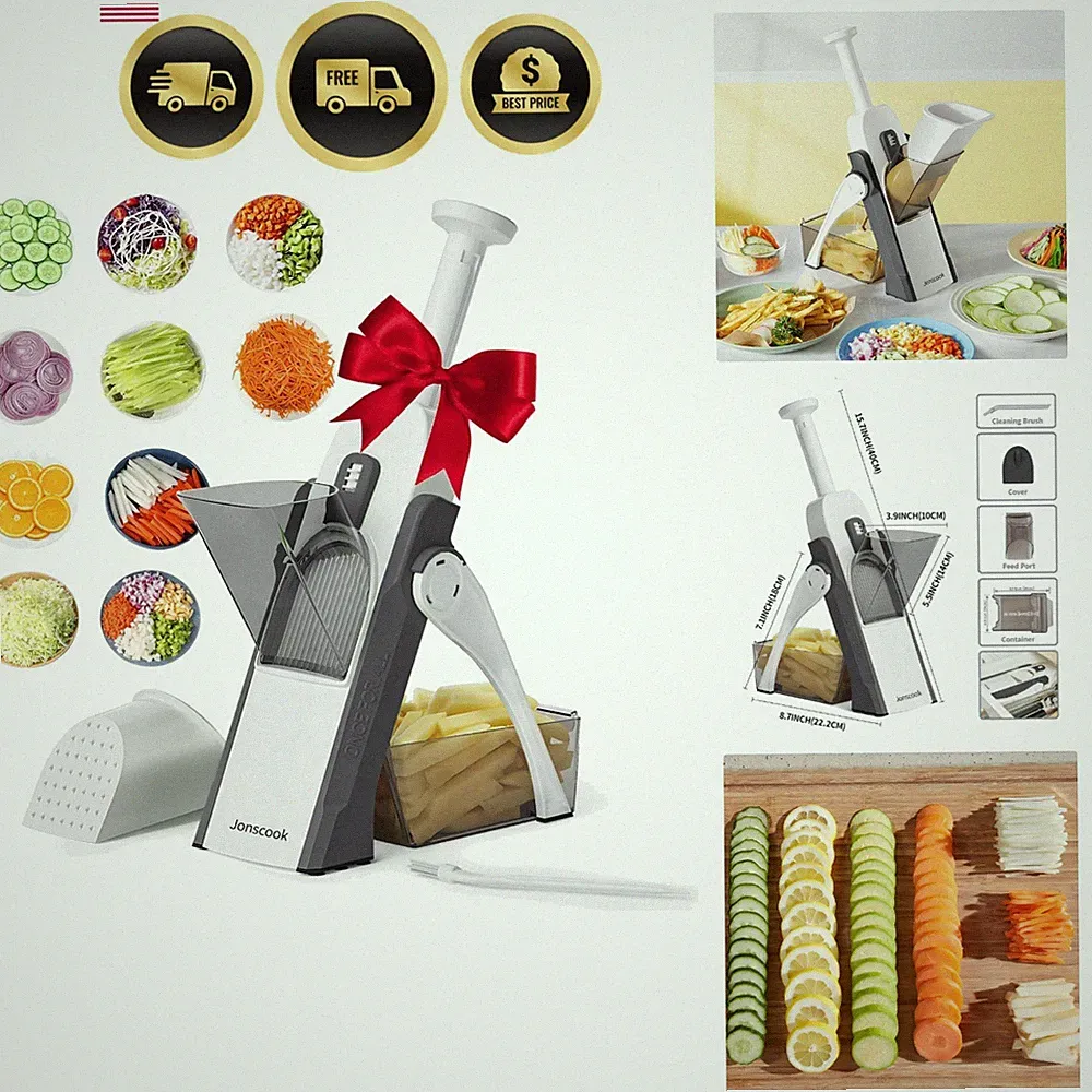 Vegetable Chopper Food Slicer Mandoline French Fry Cutter Fruit Dicer Kitchen...