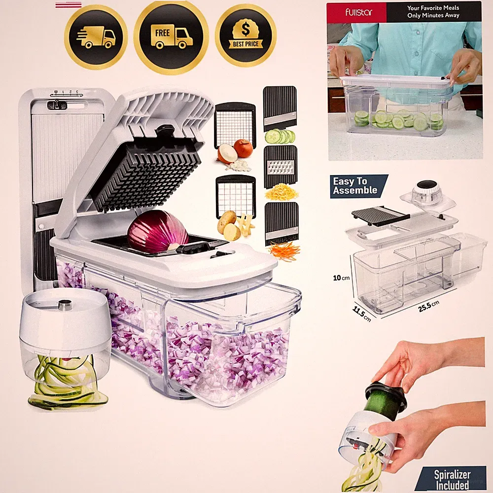 Vegetable Chopper Mandoline Slicer for Kitchen 6 in 1 Multi Tool