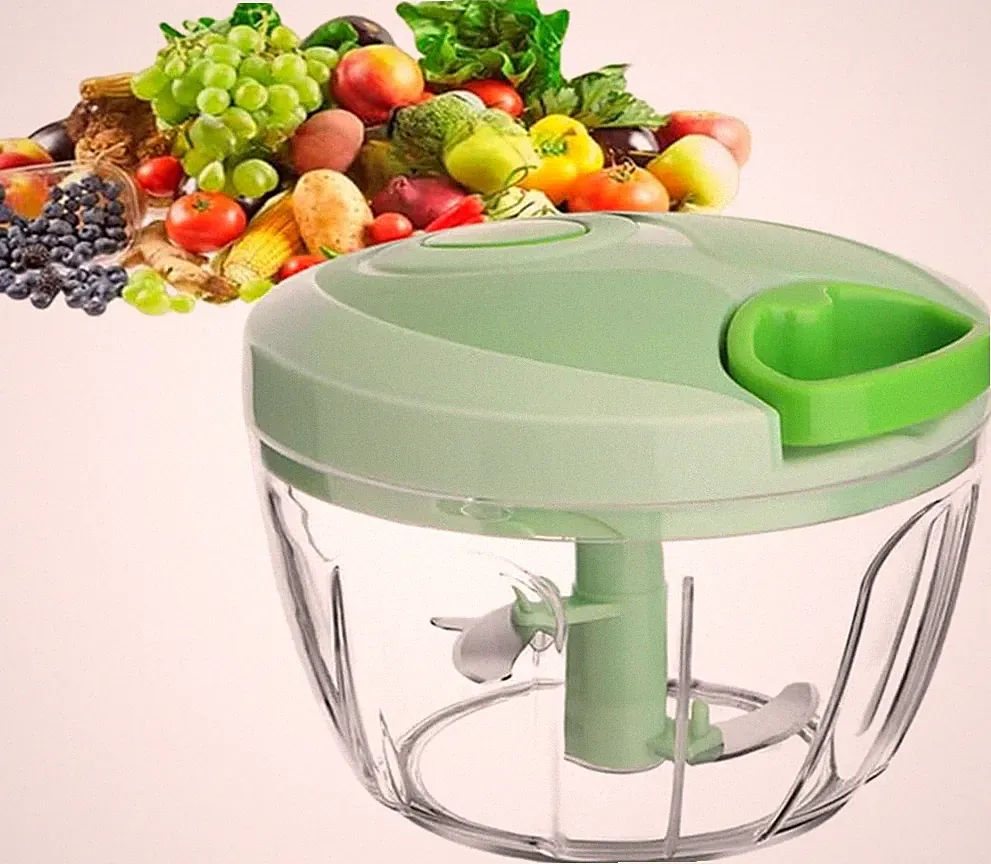 Vegetable Chopper Manual Food Chopper with Container, Hand Pull String Veggie Cu
