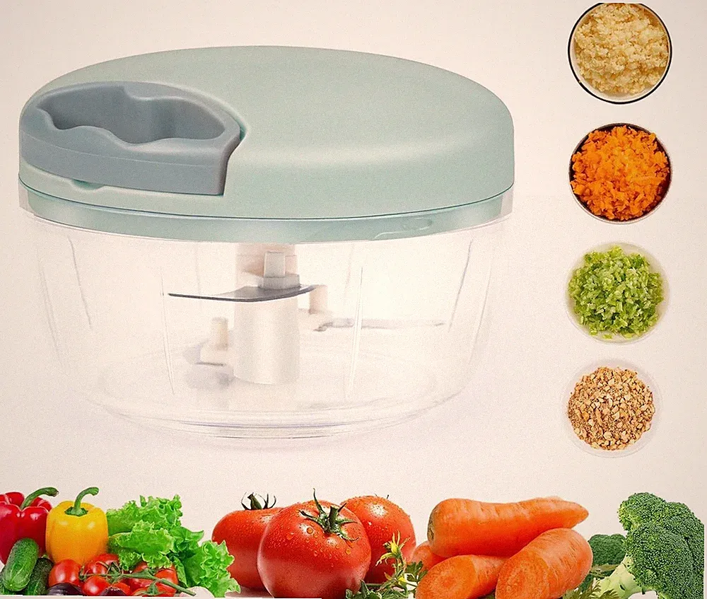 Vegetable Chopper Manual Food Chopper with Container, Hand Pull String Veggie