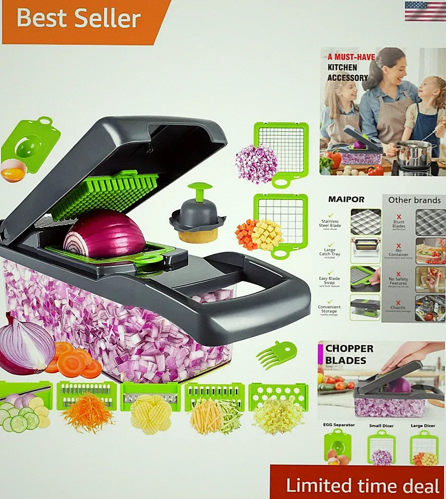 Vegetable Chopper, Pro Onion Chopper, Multifunctional 13 in 1 Food Chopper, K...