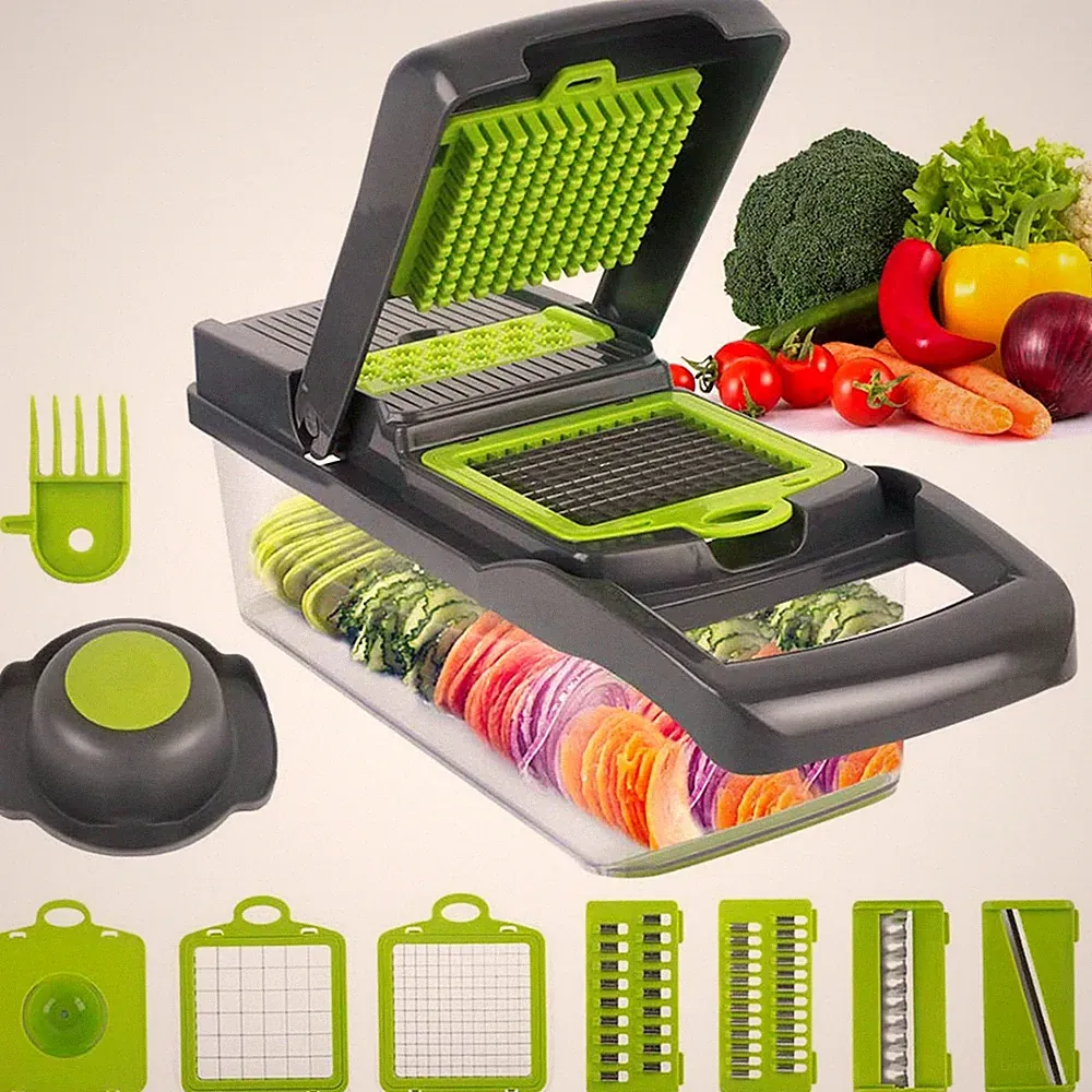 Vegetable Chopper with 1.5L Container Manual Food Chopper for Kitchen Gadgets