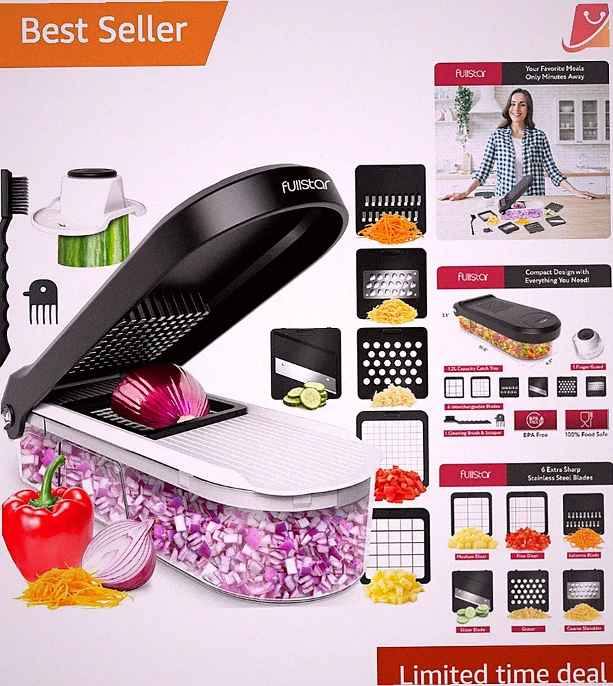 Vegetable Slicer Food Processor Stainless Steel 6-in-1 Kitchen Gadget for Home