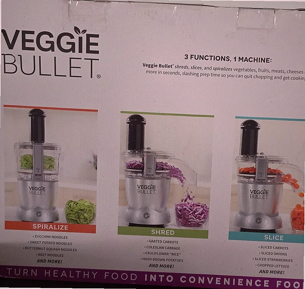 Veggie Bullet 12-Piece Full-Size Food Processor Slicer Shredder Spiralizer Set