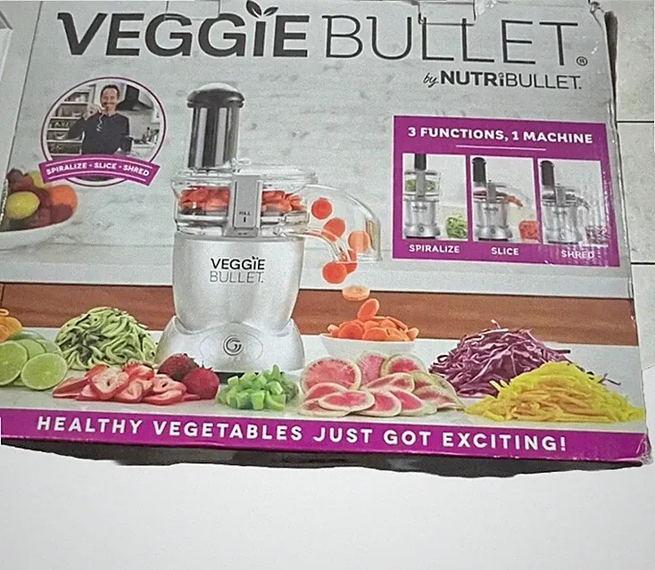 Veggie Bullet 3 Functions Slice Shred Spiralize Food Processor Works Video