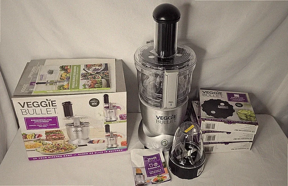 Veggie Bullet Food Processor Spiralizer + BONUS Blender Kit & 3 Extra Blades