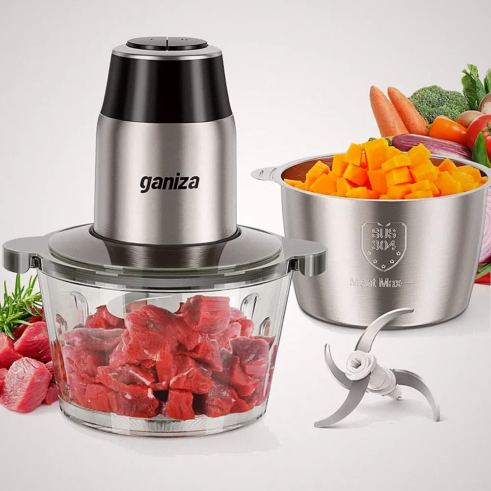 Versatile 450W Food Chopper & Meat Grinder - 8 Cup Bowls for Ultimate Ease
