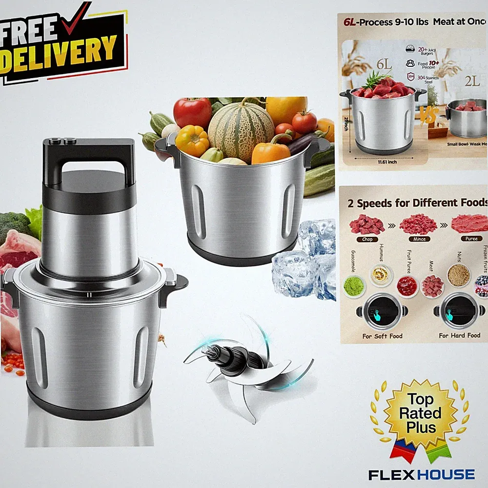 Versatile 6L Food Grinder with Dual Speed Control & Dishwasher Safe Parts