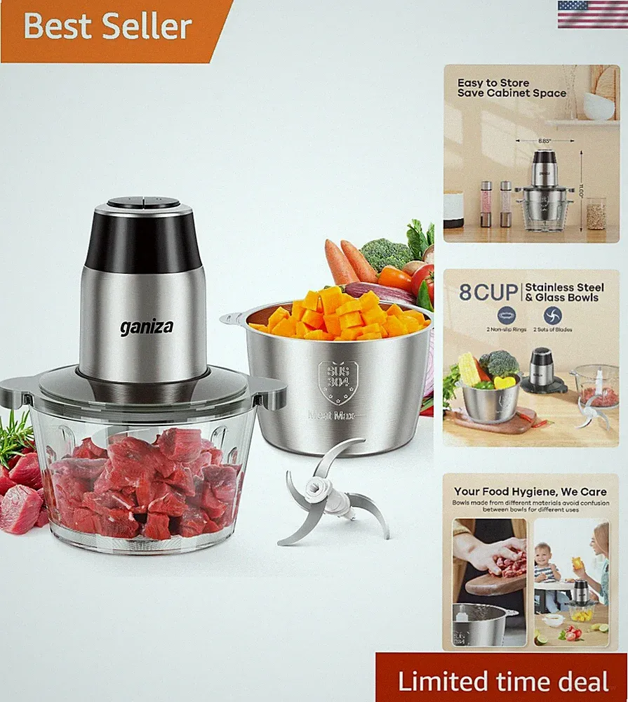 Versatile 8-Cup Electric Food Chopper & Vegetable Grinder - 450W Copper Motor