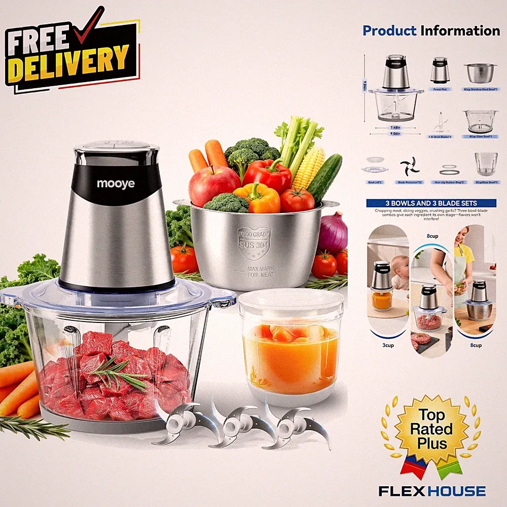 Versatile Electric Meat and Vegetable Processor: Dual Speed with 3 Bowl Sizes