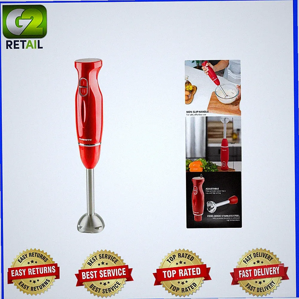 Versatile Handheld Immersion Blender - Quick Mixing for Soups & Baby Food, Red
