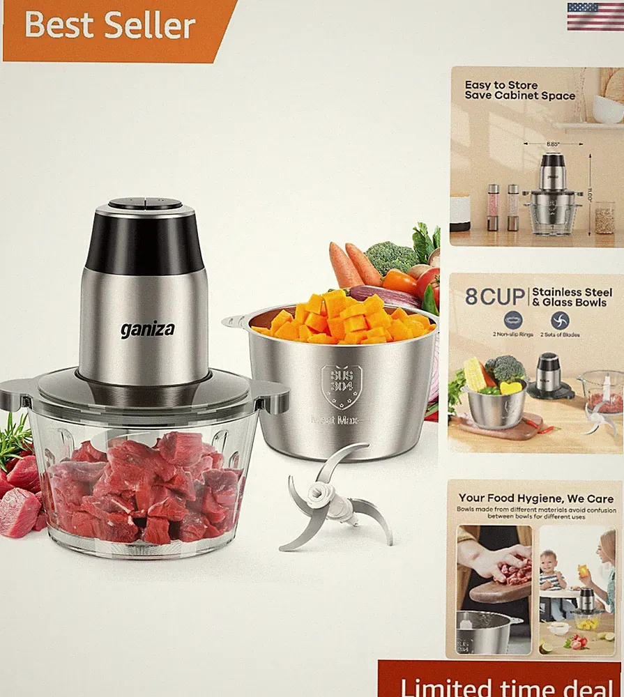 Versatile Kitchen Helper: 450W Electric Chopper & Grinder with Safety Features