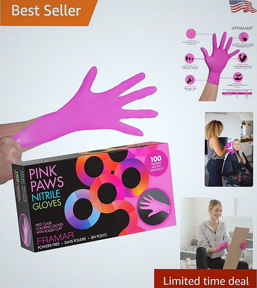 Versatile Pink Disposable Nitrile Gloves - 100 Pack, Perfect for Cleaning & More