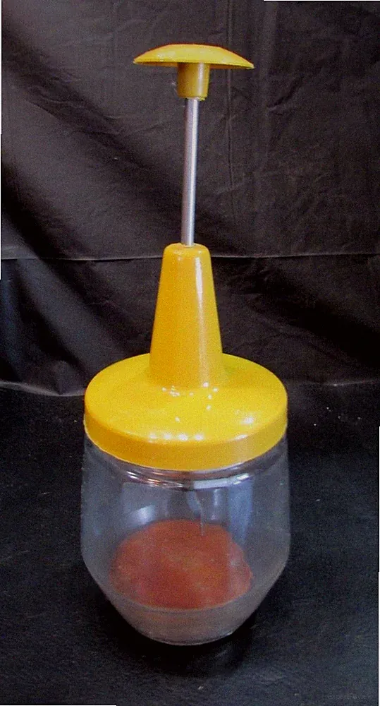 Vintage 1970's Androck Canada Clear Glass Gold Plastic Top Lid Food Chopper