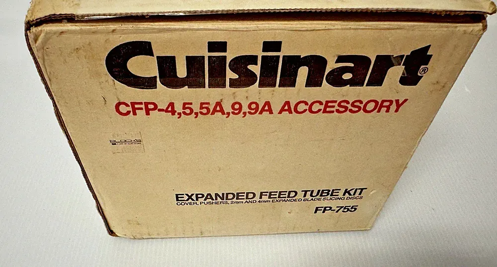 Vintage 1984 NOS Cuisinart Food Processor Model FP-755 Expanded Feed Tube Kit