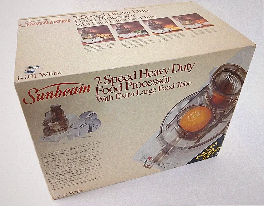 Vintage 1984 Sunbeam 7-Speed Heavy Duty Food Processor NEW Slicer Shredder Knead
