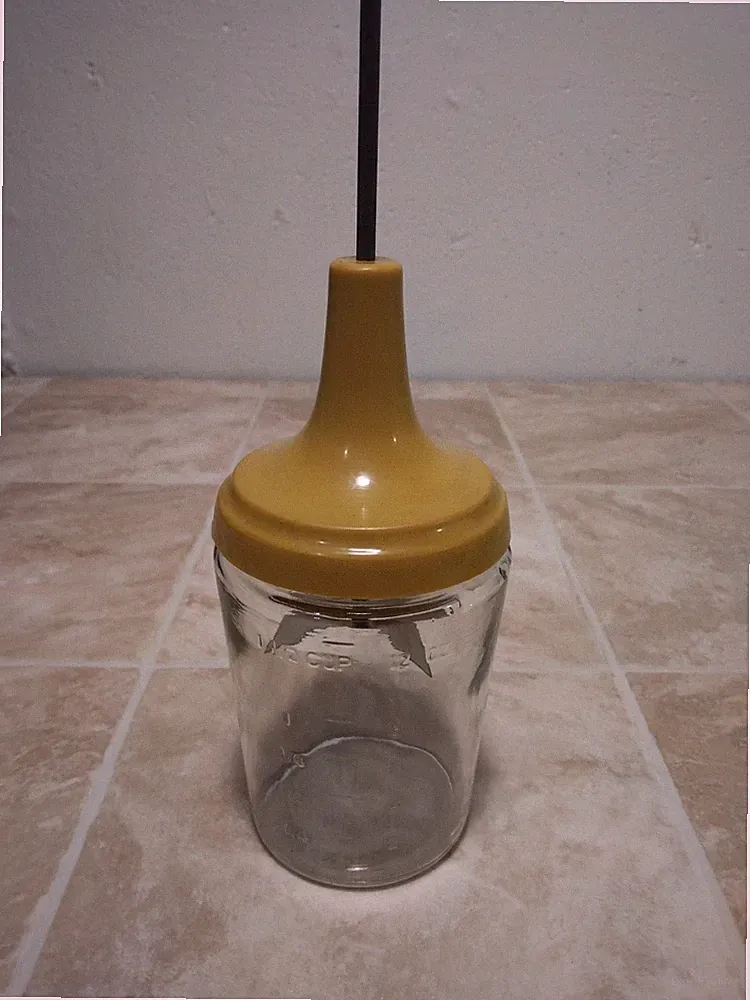 Vintage Acme Food Chopper Retro Yellow 12 Ounce Glass Jar Metal Blade