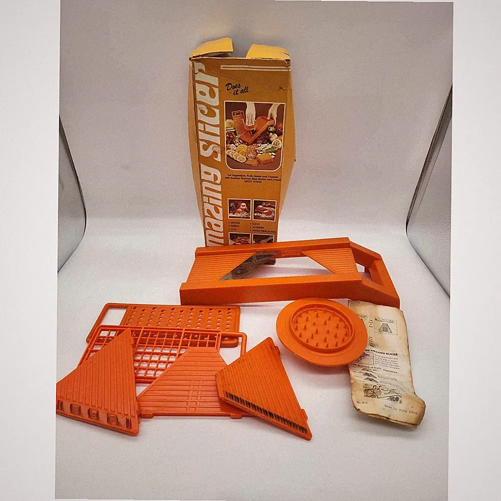 Vintage Amazing Slicer Orange Mandoline Vegetable Slicer Manual Food Processor