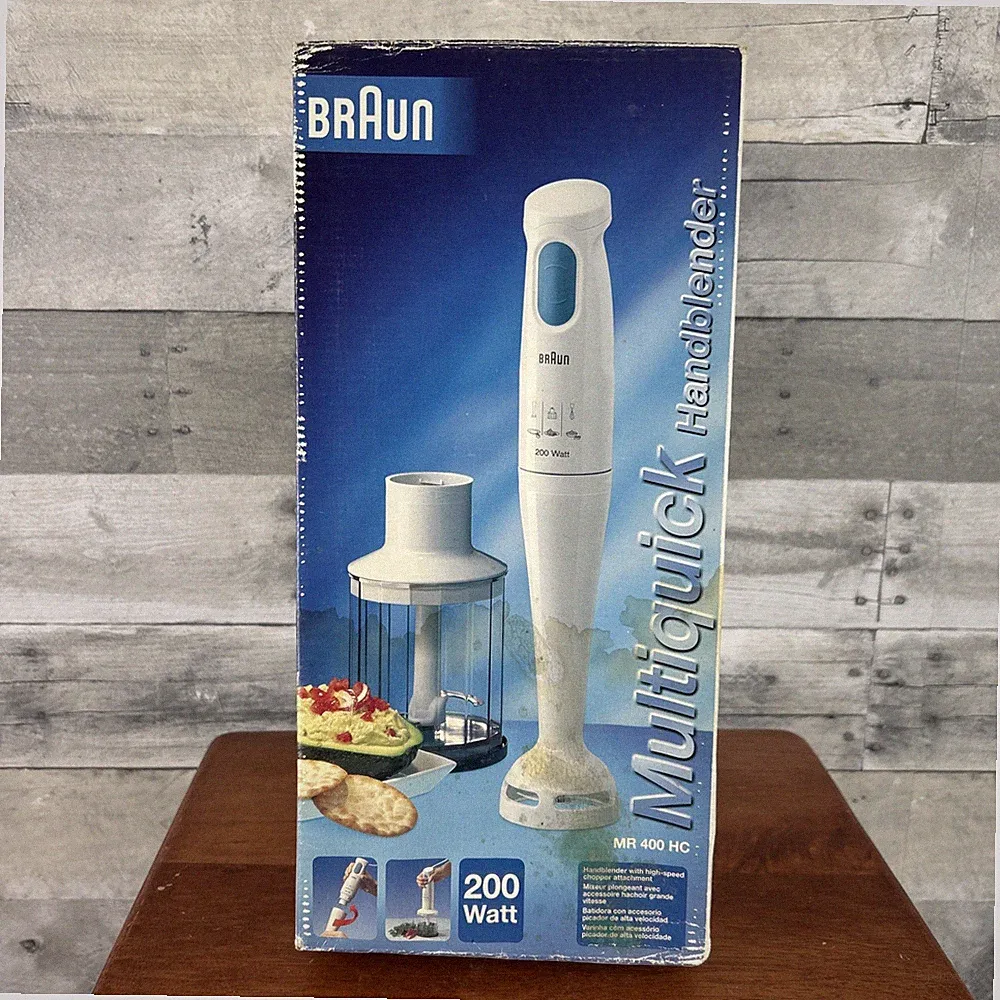 Vintage Braun Multiquick 200 Watt-hand blender chopper mixer-MR 400 HC