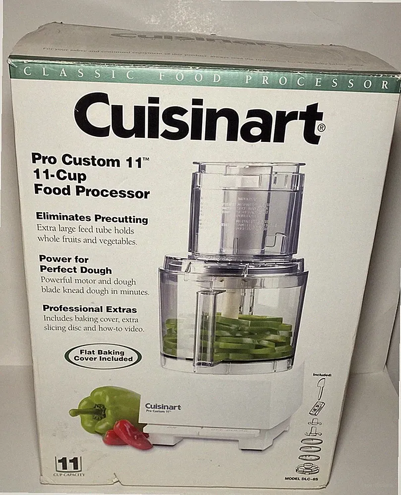 Vintage Cuisinart Pro Custom 11” Food Processor 11 Cup Bowl DLC-8S White