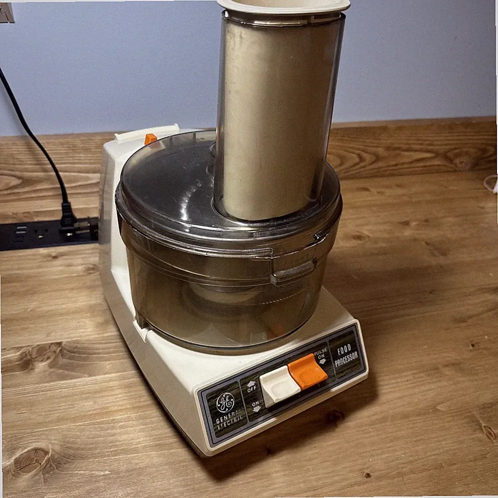 Vintage GE Food Processor D1-4200 Brown Woodgrain Tested Working