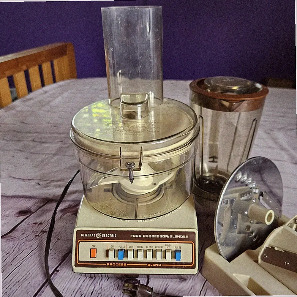 Vintage General Electric Food Processor and Blender with Attachments 1970's