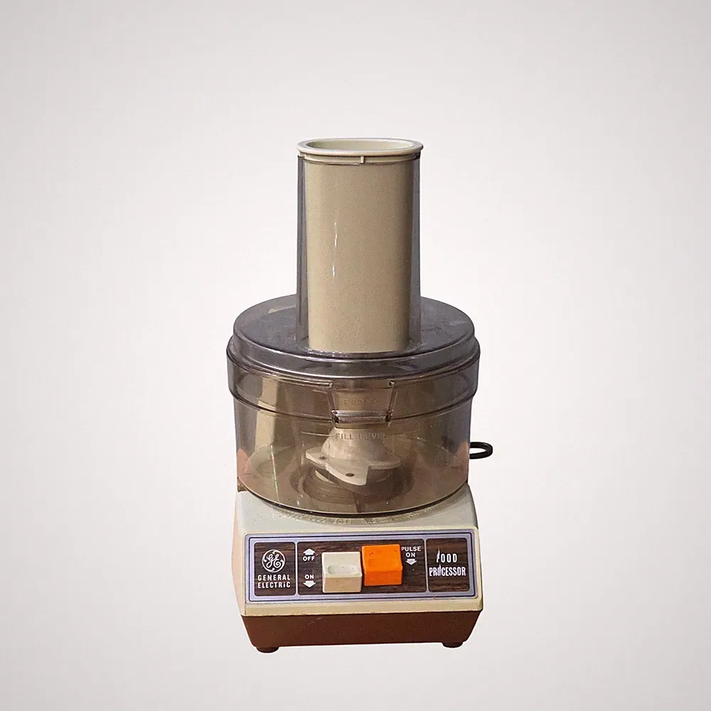 Vintage General Electric Food Processor FP-1 Woodgrain Retro Brown Cream 380W