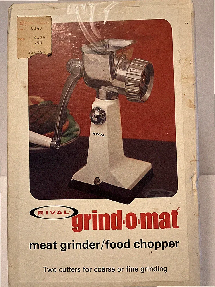 Vintage Grind-O-Mat Rival Meat Grinder Food Chopper Model 303 in Original Box