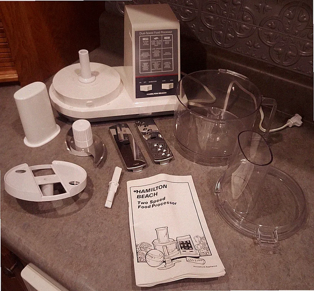 Vintage Hamilton Beach 702-5 Food Processor COMPLETE Bundle W/ Manual & 3 Blades