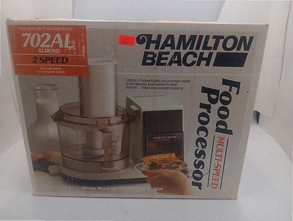 VINTAGE Hamilton Beach Food Processor Almond 702AL Made in USA 1987 NEW!