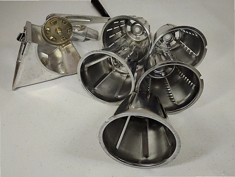 Vintage Hand Crank Food Processor With 5 Cones NO BASE
