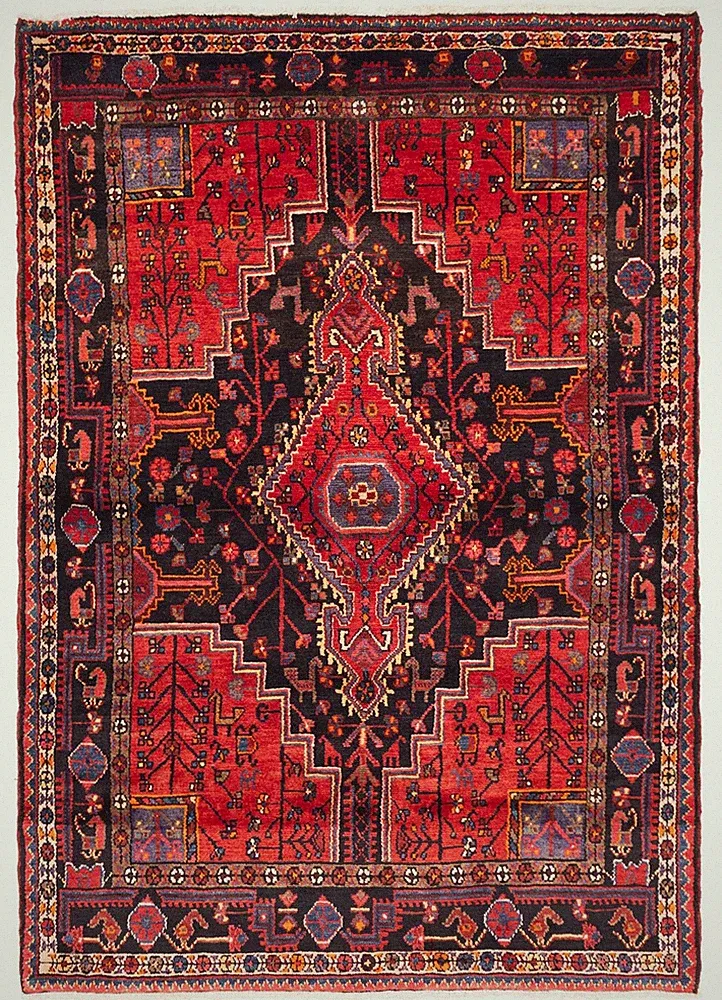 Vintage Hand-Knotted Area Rug 4'5" x 6'3" Traditional Oriental Wool Carpet