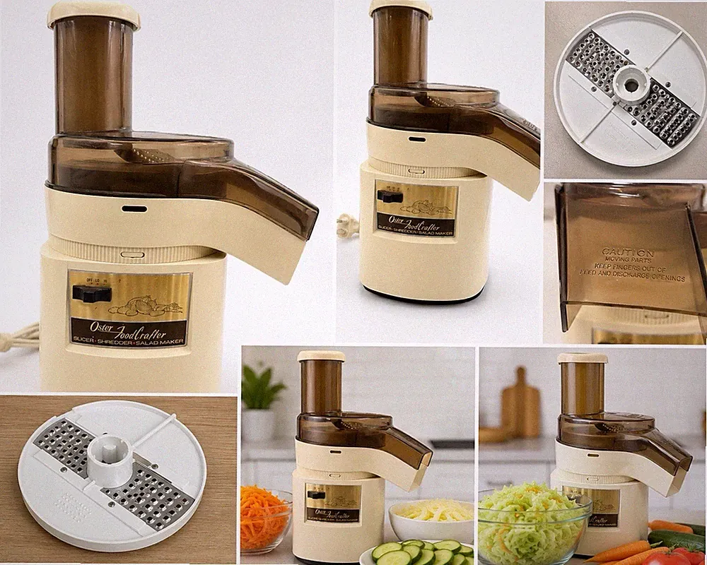 Vintage Oster FoodCrafter Slicer Shredder Salad Maker Yellow Harvest Gold 1970s