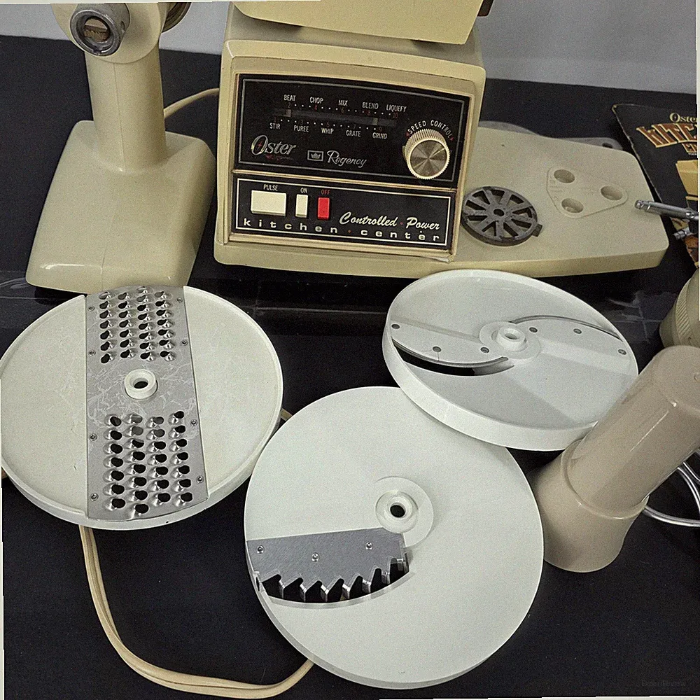 Vintage Oster Regency Kitchen Center Mixer Beige Slicer Grinder Food Processor