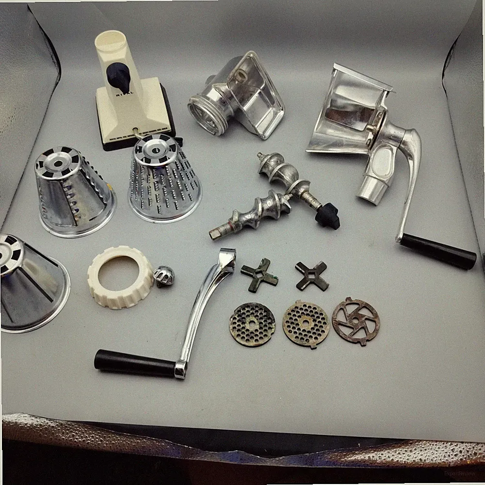 Vintage Rival Kitchen Food Processor Grind-o-mat Manual Hand Crank Extra Pieces