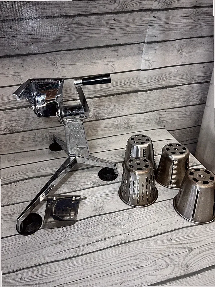 Vintage Saladmaster Hand Crank Food Processor w/ 5 Cones & Guard