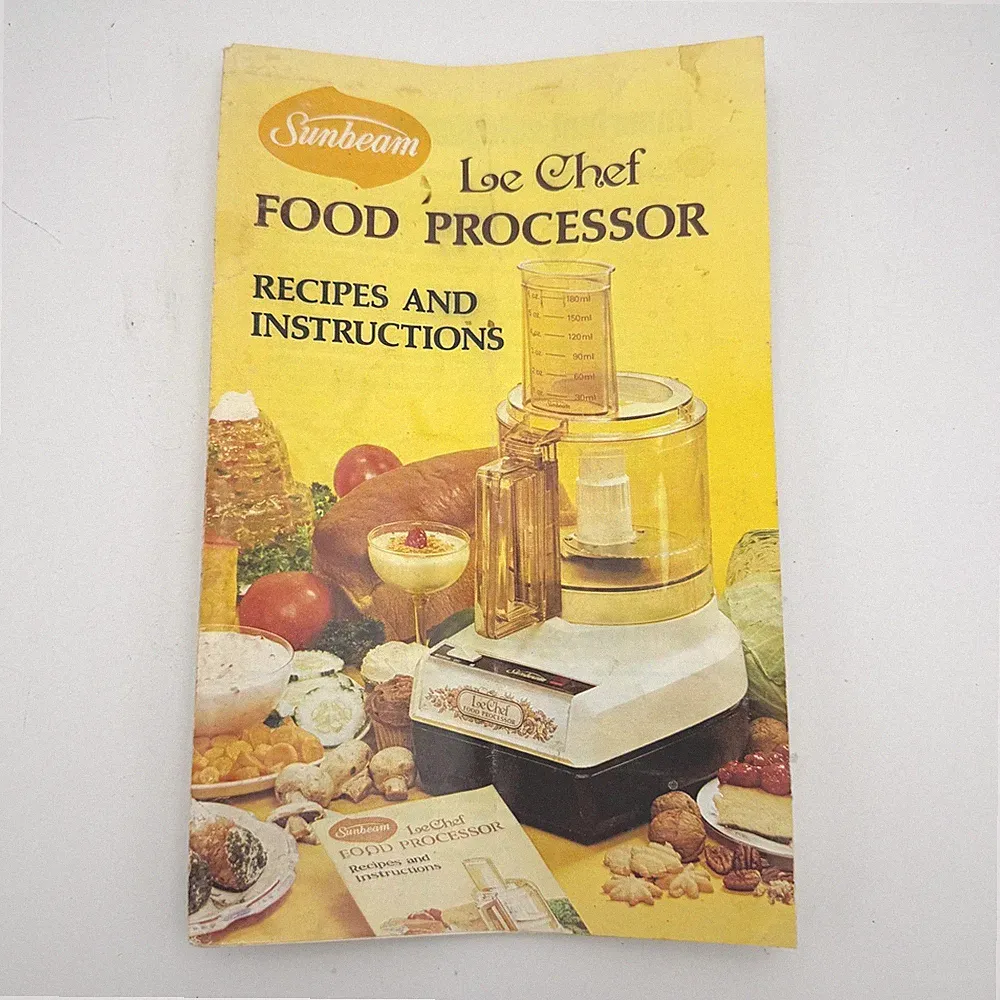 Vintage Sunbeam Le Chef Food Processor Manual Yellow Recipe Booklet