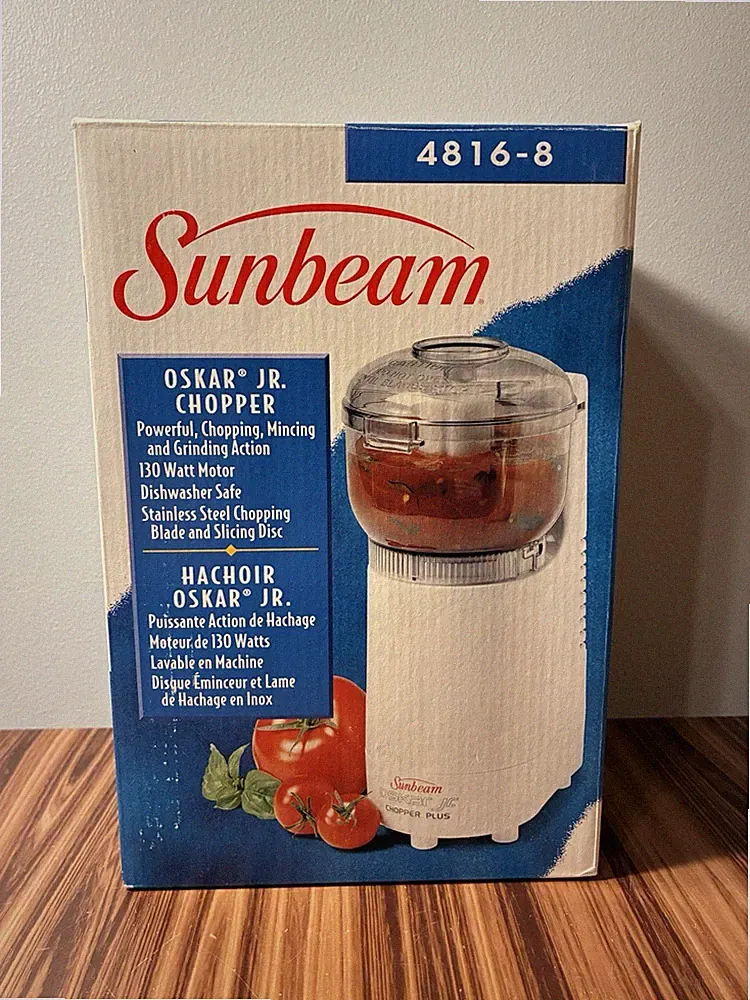 Vintage Sunbeam Oskar Jr. Chopper Plus Mini Food Processor New In Open Box Works