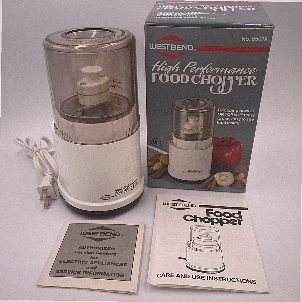 Vintage West Bend FOOD CHOPPER Processor 6501X Slicer High Performance With Box