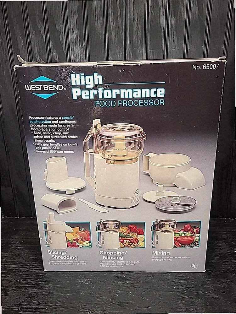 Vintage West Bend Food Processor 6500 Chopper Slicer High Performance Complete