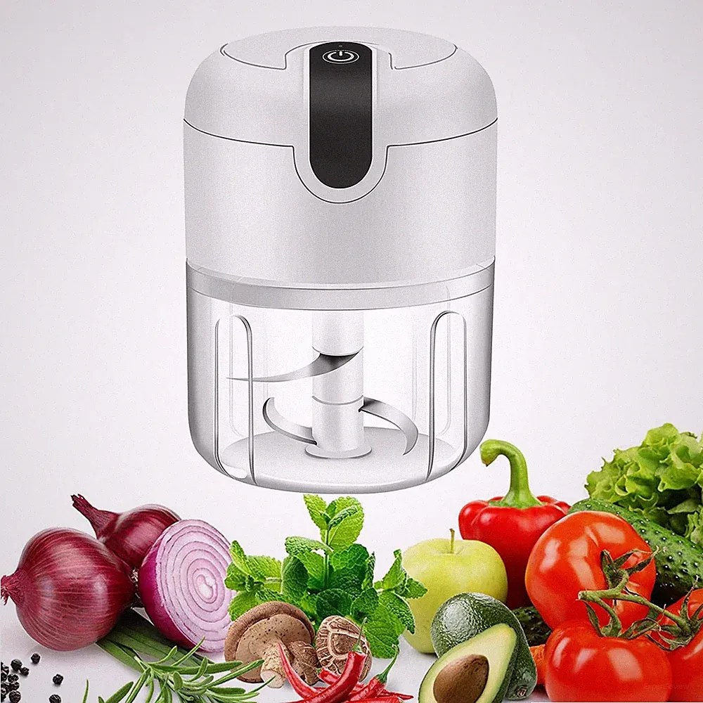 Vshinic Electric Mini Garlic Chopper,Food Processor,Portable Cordless White