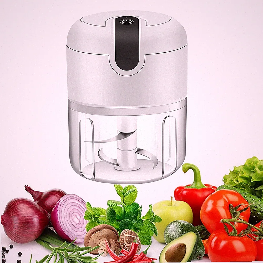 Vshinic Electric Mini Garlic Chopper,Food Processor,Portable Cordless White