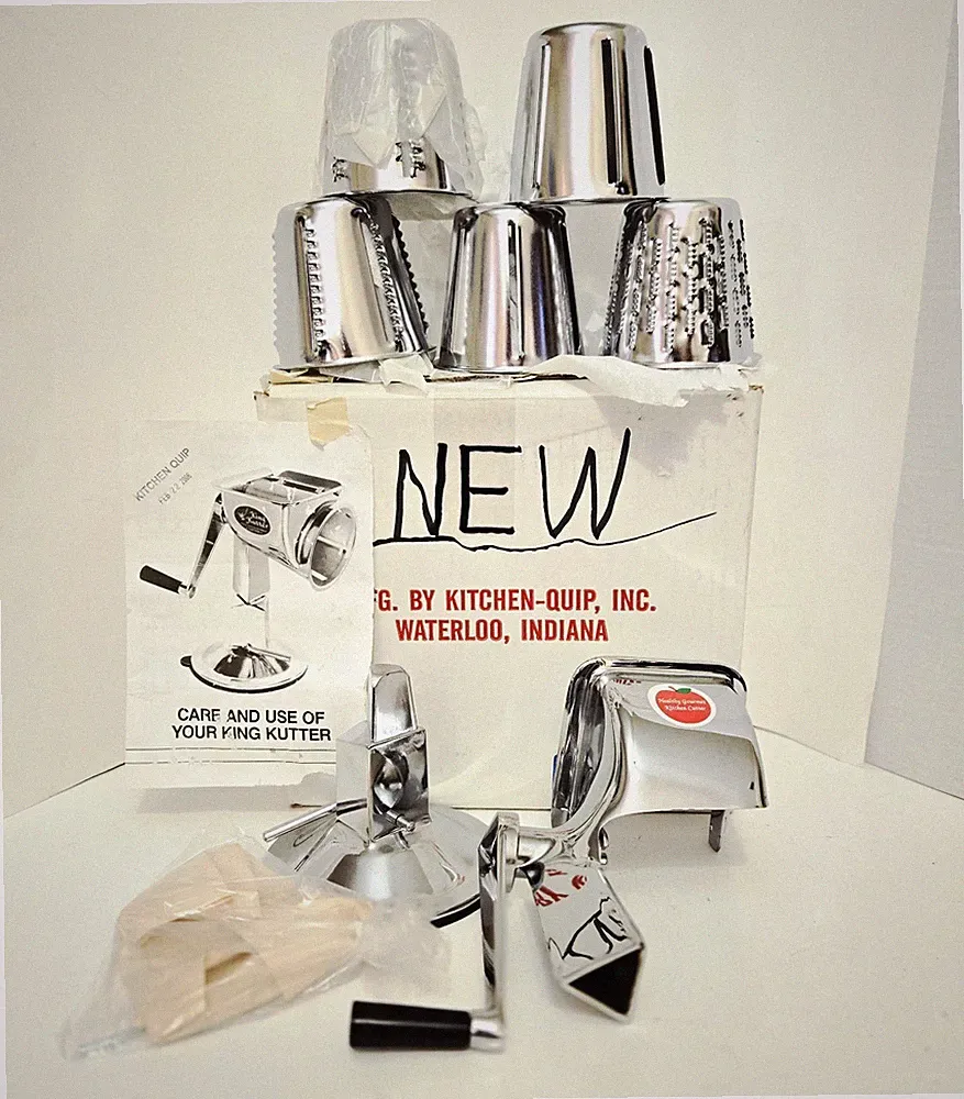 Vtg Healthy Gourmet Kitchen Cutter Shredder KitchenQuip 5 Cones Suction Base NOB