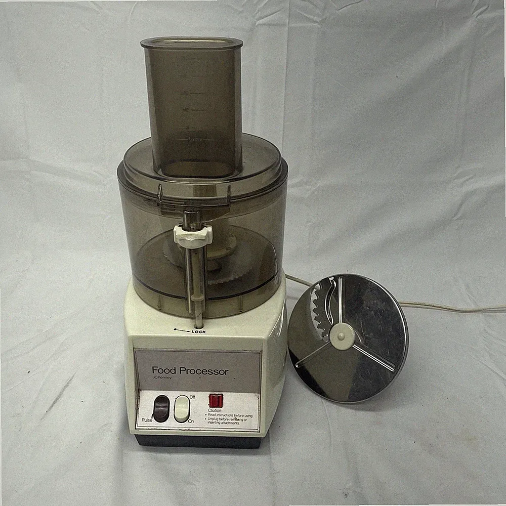 Vtg JC Penney Food Processor 8340 Bowl Lid Pusher W/Fry Blade Working For Parts