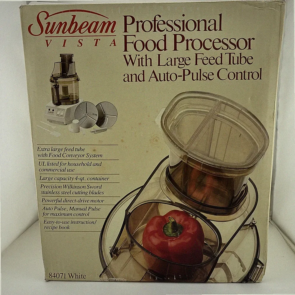 Vtg Sunbeam Vista Professional Food Processor 84071 Tested Working(NEW RARE)