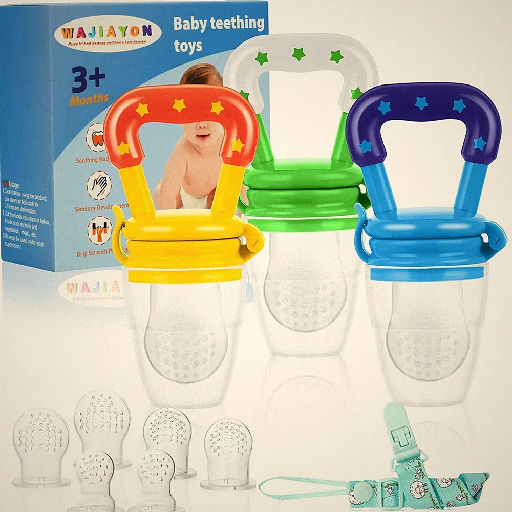 WAJIAYON Baby Fruit Feeder/Fresh Food Feeder Pacifier (3 Pack)- 06-Yellow